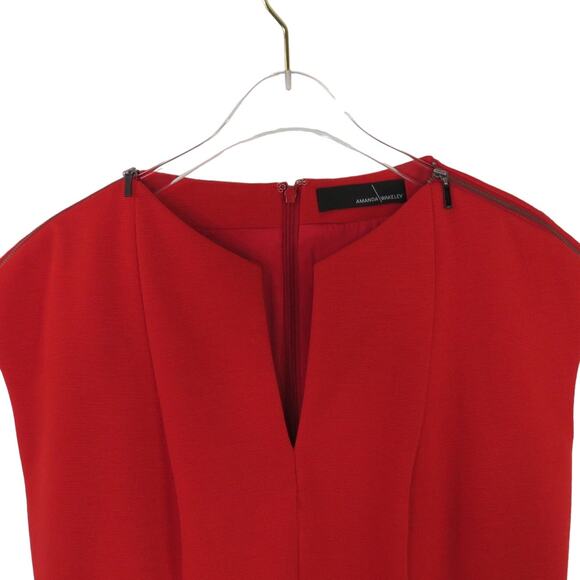 Amanda Wakeley Red Shift Dress Cap Sleeve Formal Cocktail Midi Dress Size 8 - Picture 3 of 6